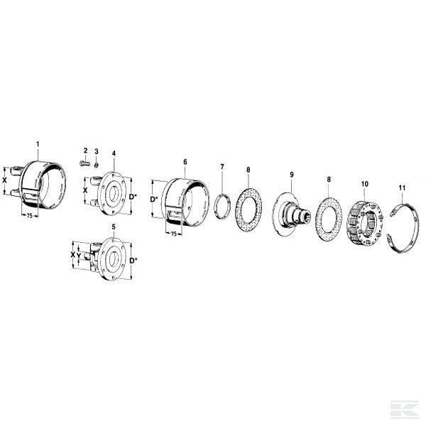 Компоненты фрикционные муфт с пружинными блоками K96 - EK96 2300, 2370°, 2380°, 2400, 2480