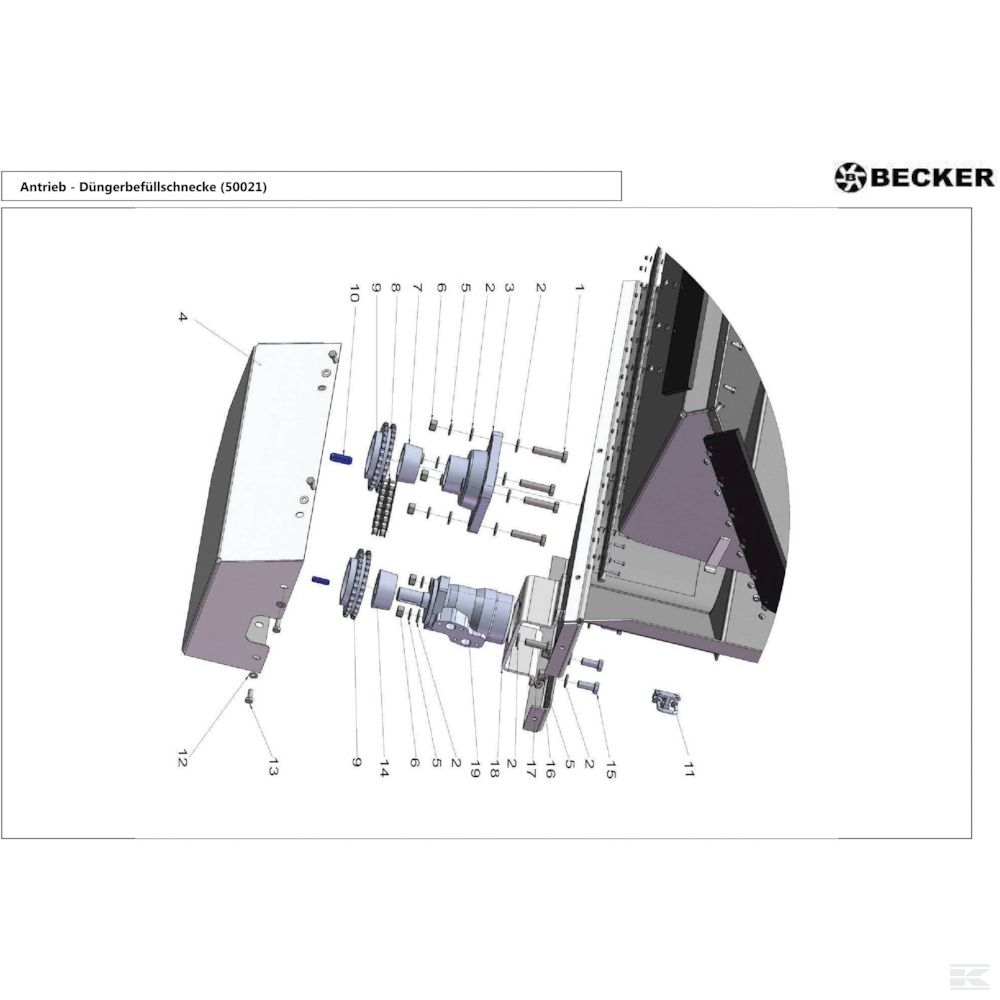 09 Привод загрузочного шнека для удобрений Спроектировано для Becker Maxi Line