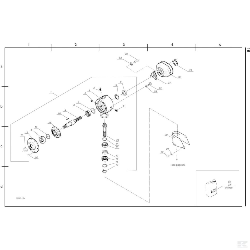 05 Угловая зубчатая передача в сборе Спроектировано для Kverneland 3532F