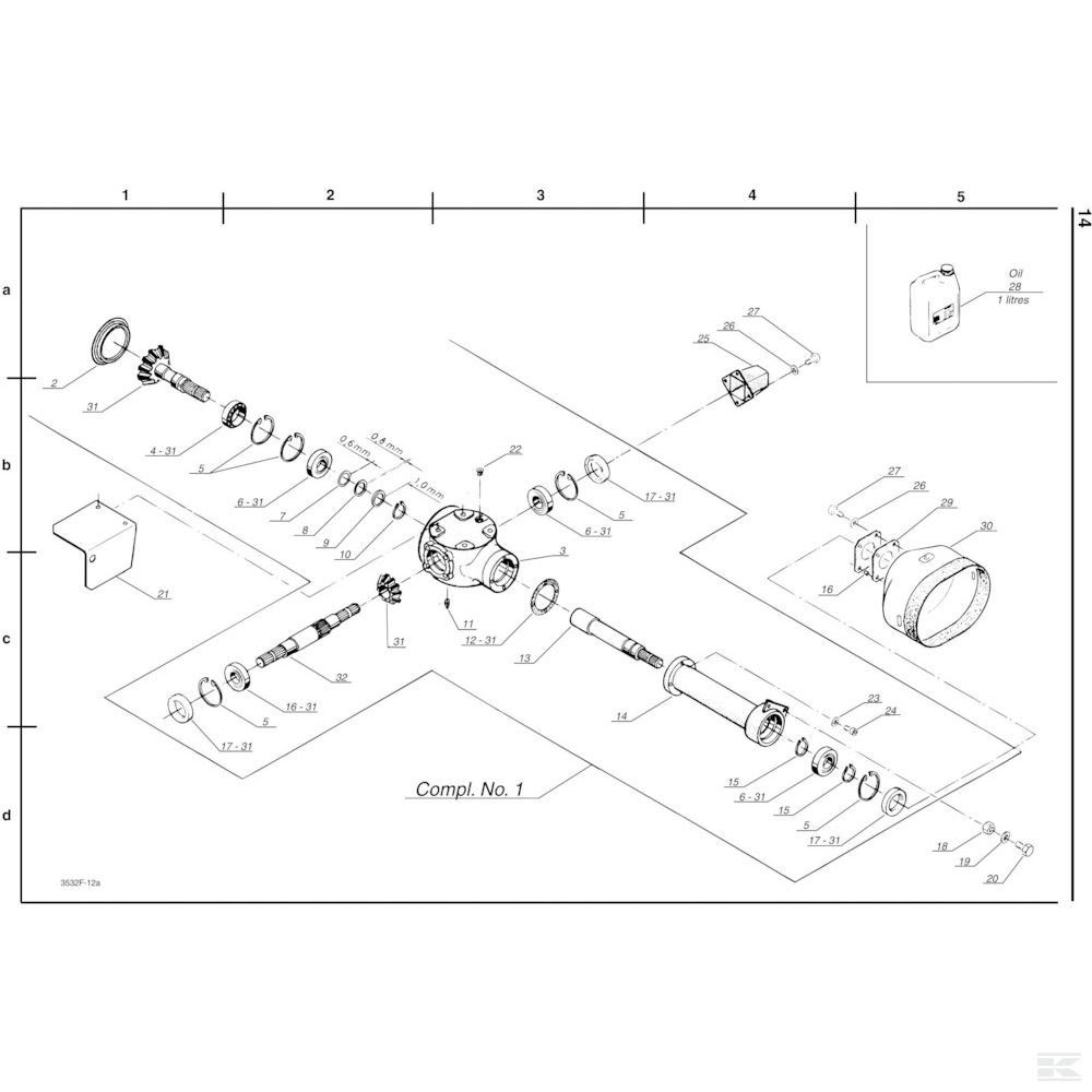 04 Угловая зубчатая передача в сборе Спроектировано для Kverneland 3532F