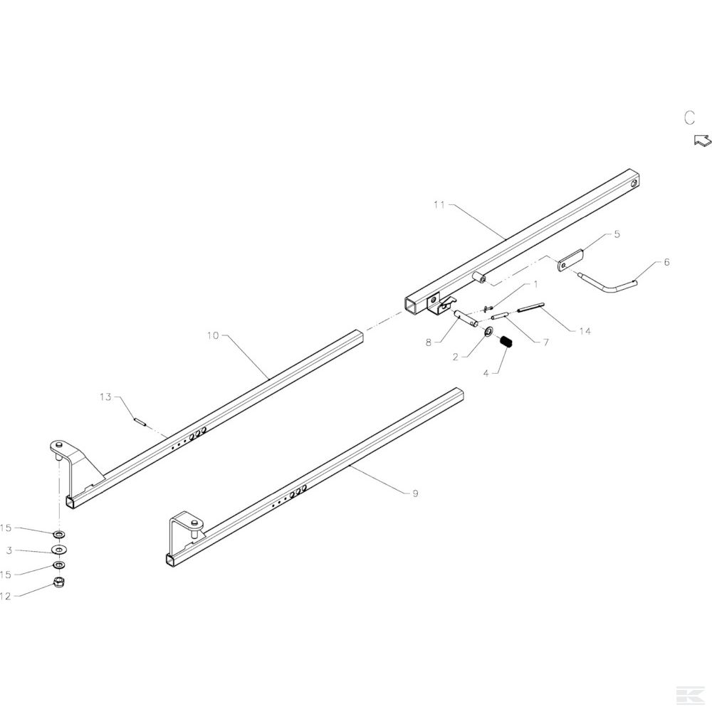 14 Рулевая тяга Спроектировано для Kverneland 8083T