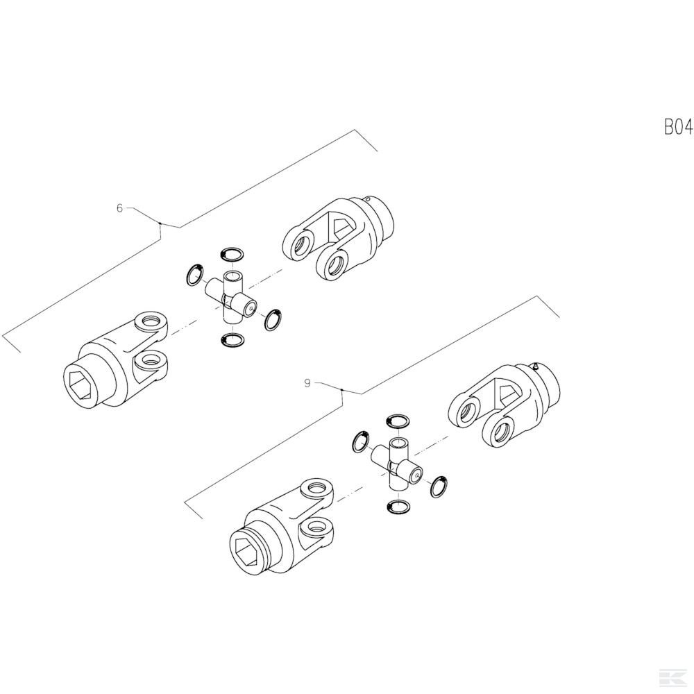 03 Одинарный шарнир Walterscheid Спроектировано для Kverneland 8083T