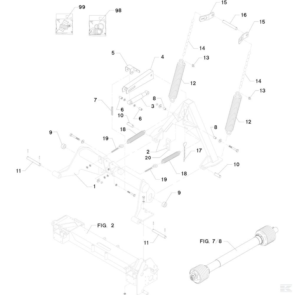 01 Трехточечное соединение Спроектировано для Kongskilde CM 225F