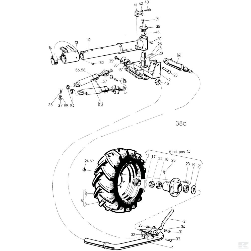 23 Заднее колесо HSRT, HSRS Спроектировано для Agrolux / Kongskilde HSRS 61080