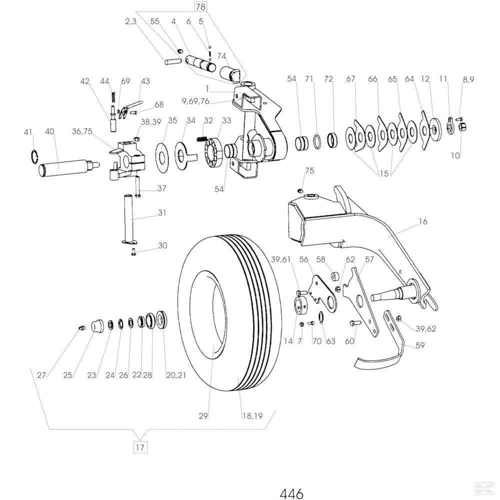 11 Комбинированное колесо HRT, HRS Спроектировано для Agrolux / Kongskilde HRS 5975