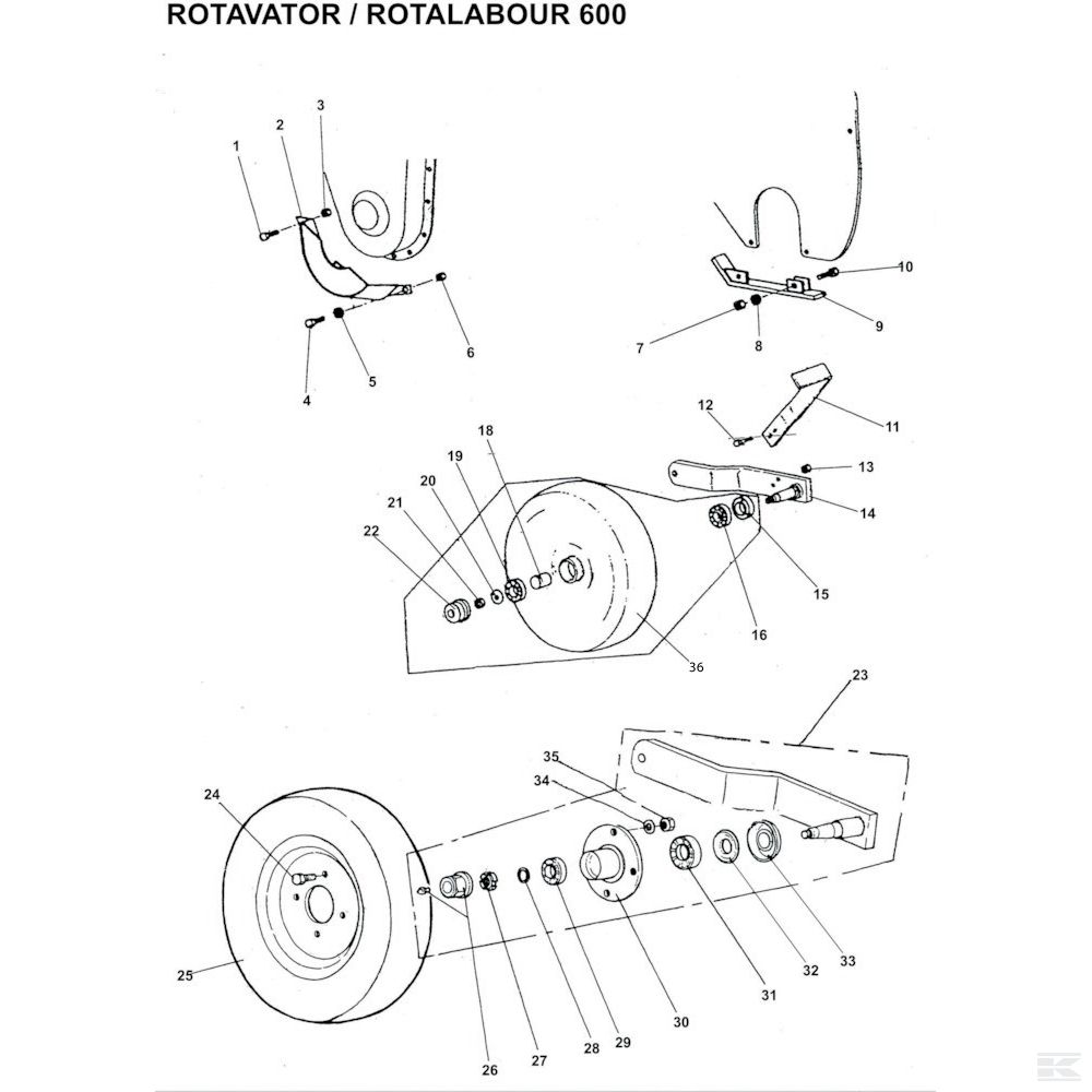 23 Опорное колесо Спроектировано для Howard / Kongskilde R600S-355S/D