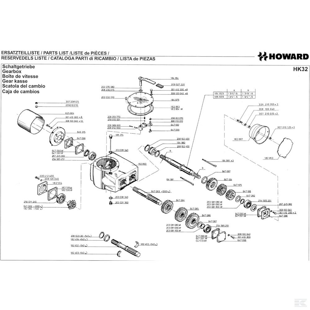 03 Коробка передач Спроектировано для Howard / Kongskilde HK32 350
