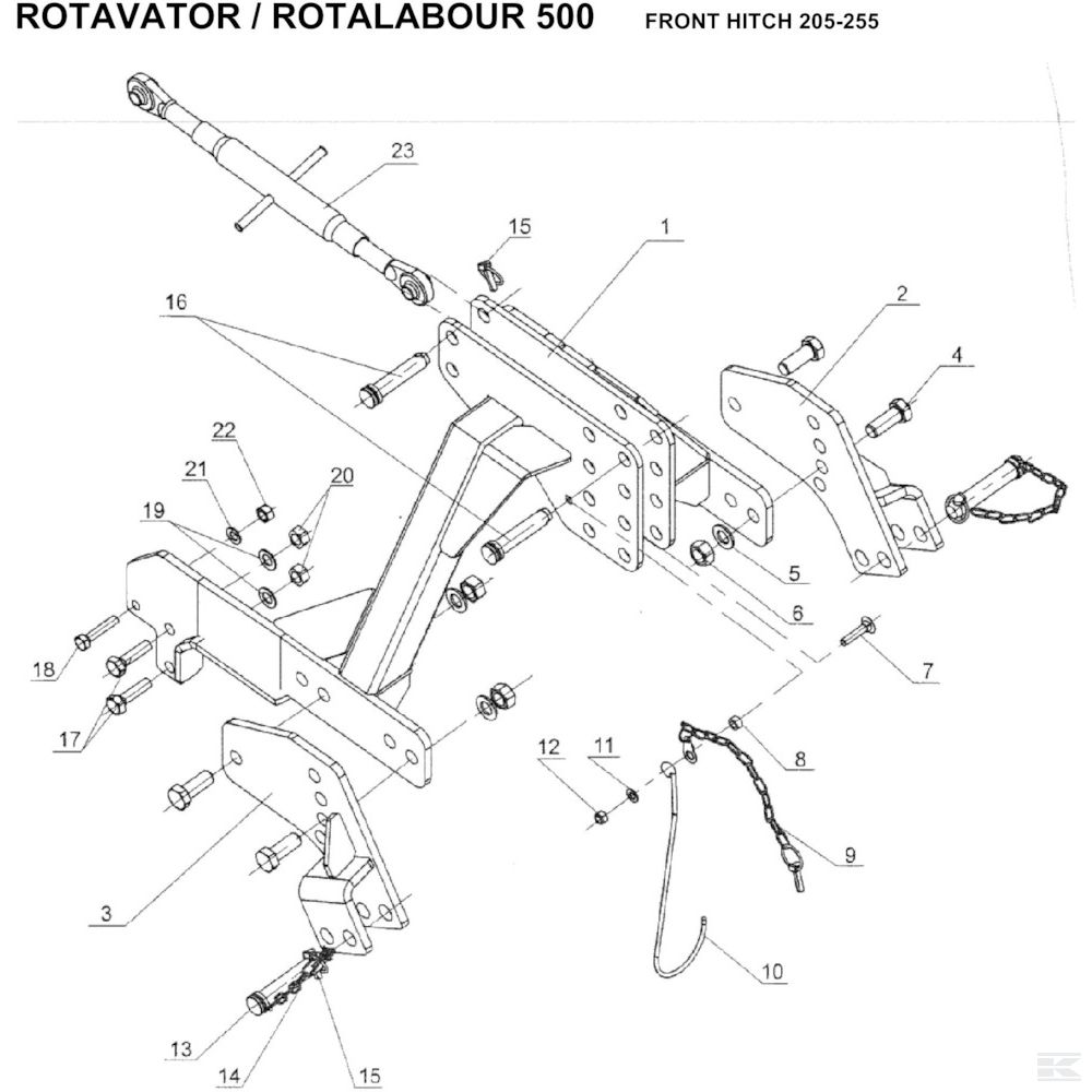 32 Передняя сцепка Спроектировано для Howard / Kongskilde RL500S-255S