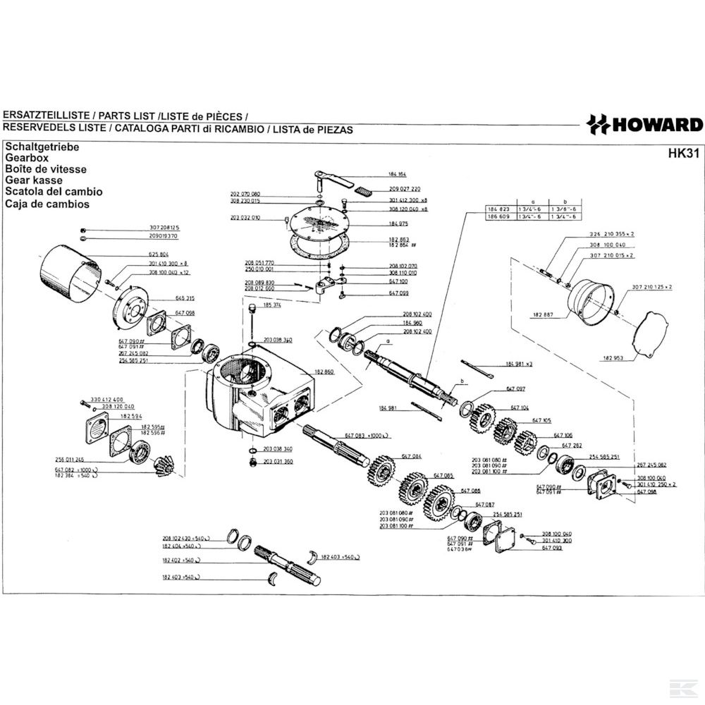 04 Коробка передач Спроектировано для Howard / Kongskilde HK31 350
