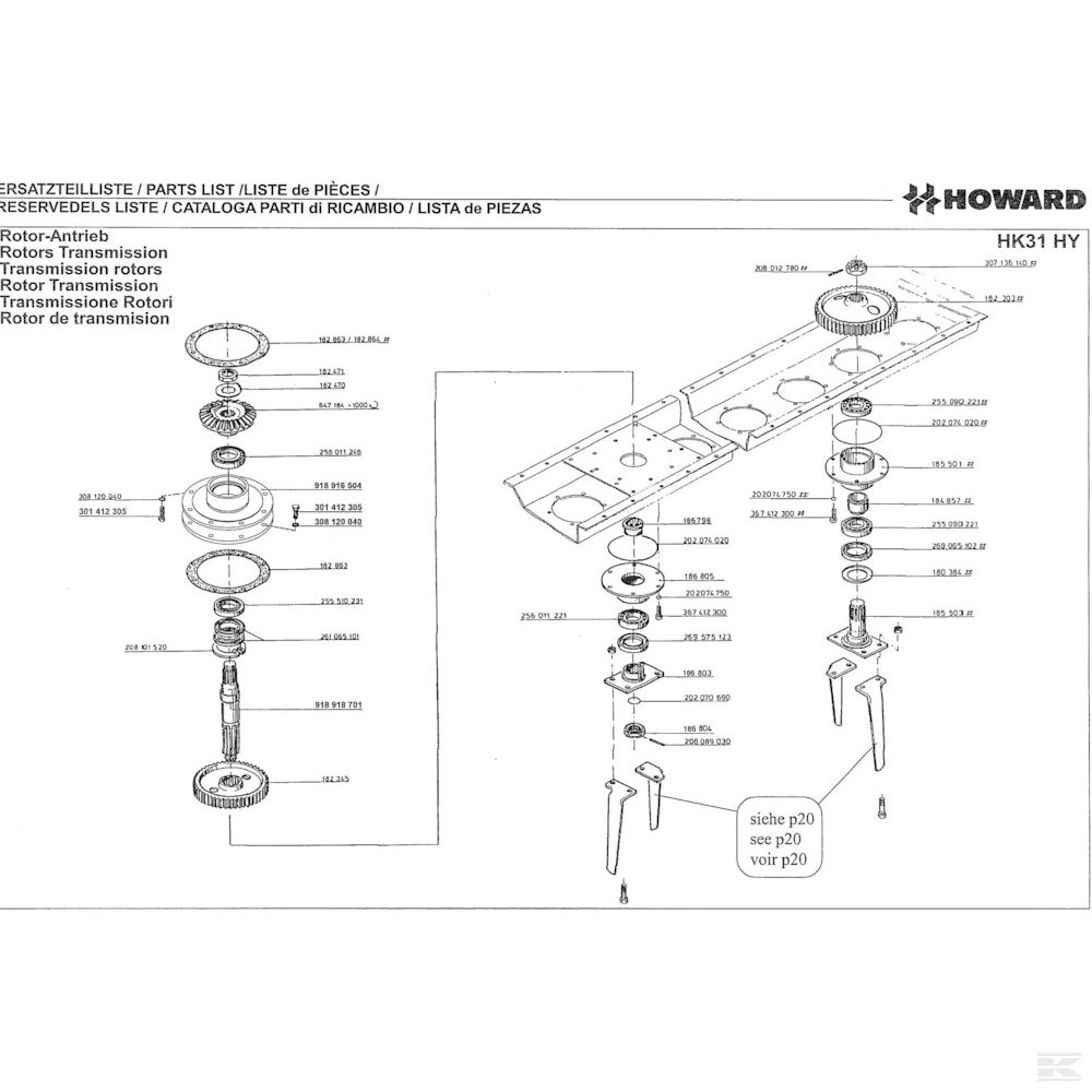 07 Трансмиссия ротора Спроектировано для Howard / Kongskilde HK31 400HY