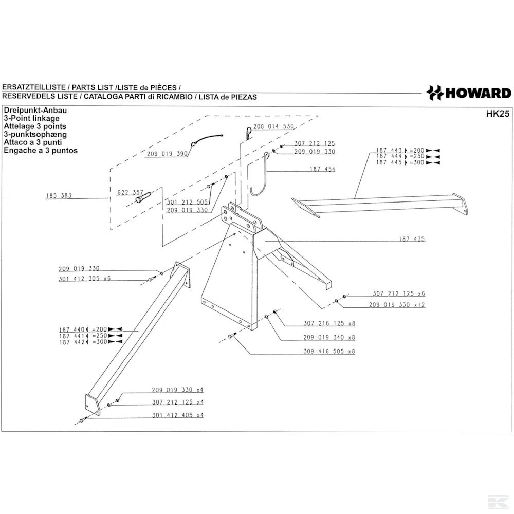 10 Основная рама Спроектировано для Howard / Kongskilde RL600S-355S