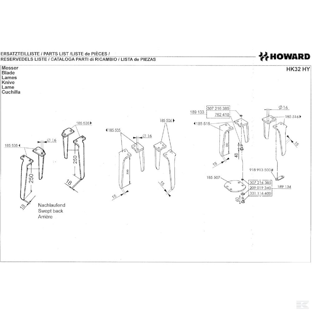 07 Лопасть Спроектировано для Howard / Kongskilde HK32 500HY B