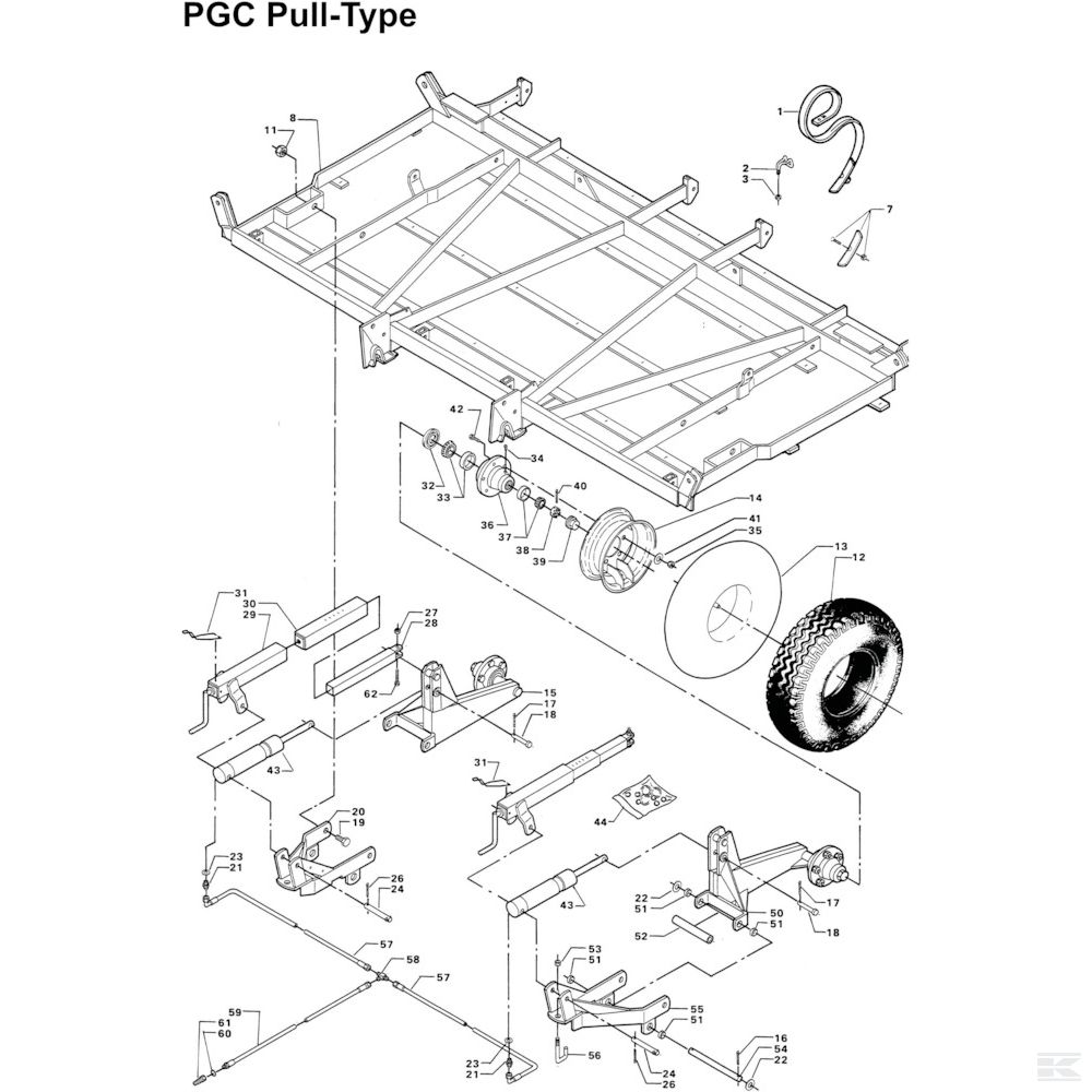 01 Центральная рама PGC, прицепной тип Спроектировано для Kongskilde PCQ-PSQ 67
