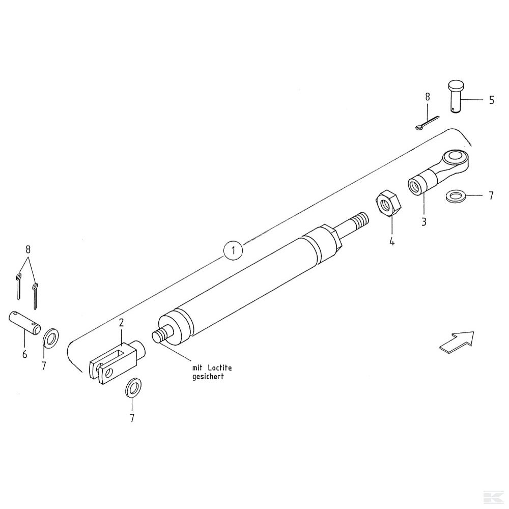 Амортизатор, начиная с номера машины 2416, для Deutz-Fahr KH 3.64 DN Hydro Super