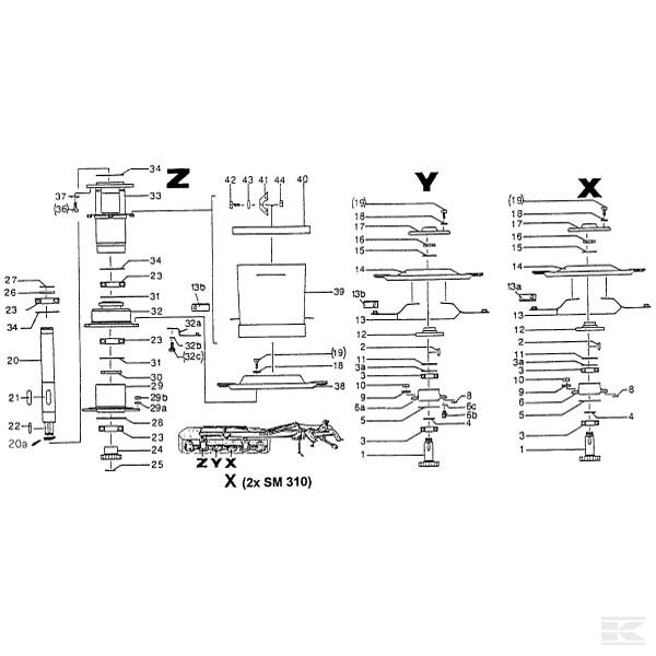 Диски косилочные X, Y, Z (до года выпуска 1993), подходят для Niemeyer SM 260 FZC / 310 FZC / 260 FZXC / 310 FZXC