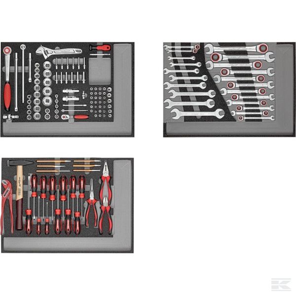 Набор инструментов из 132 предметов в пенопластовых модулях