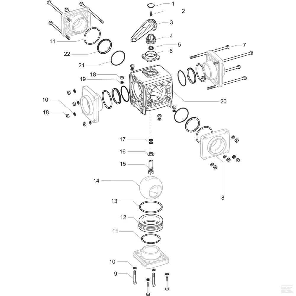 Arag, запасные части  для  453045 X . . ( 4-ходовых шаровых кранов)