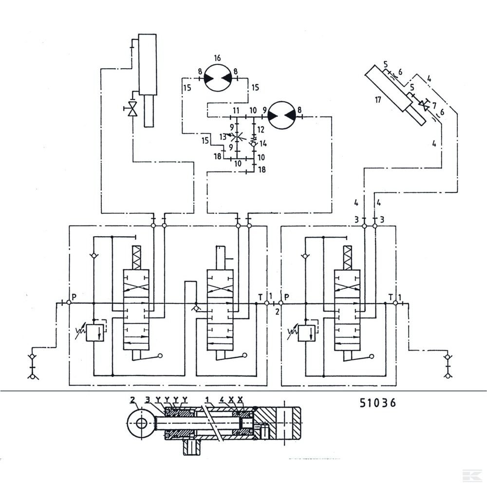 План гидравлики для удлинителя поперечной ленты, начиная с серии 01 для Trioliet-Mullos Solomix-2 1400 / 1600 / 1800 / 2000 AL / VL / VLS