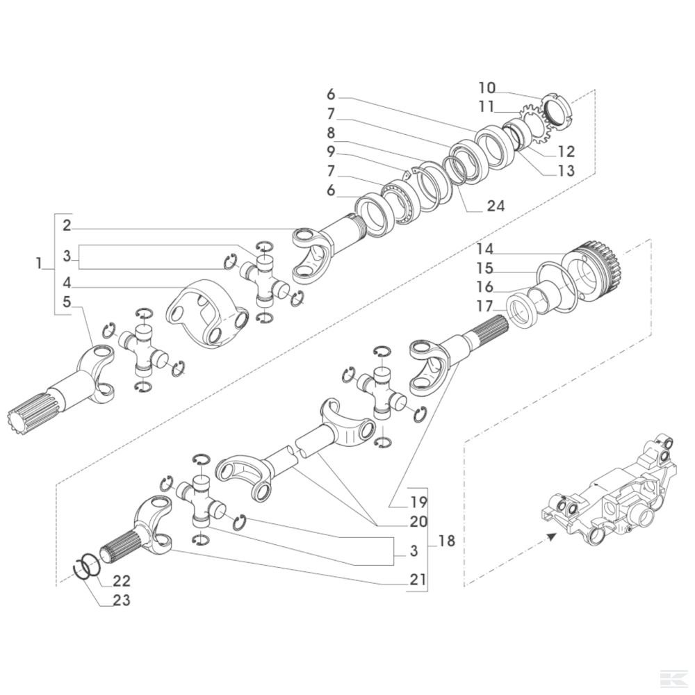 Ось 20.25S, двойной карданный шарнир
