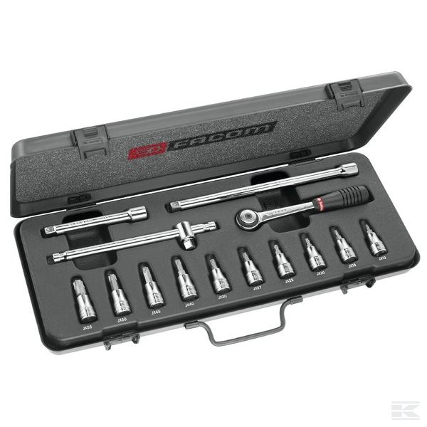 JX.415EP — Набор с торцовыми ключами и отверточными вставками 3/8" "Junior", метрические