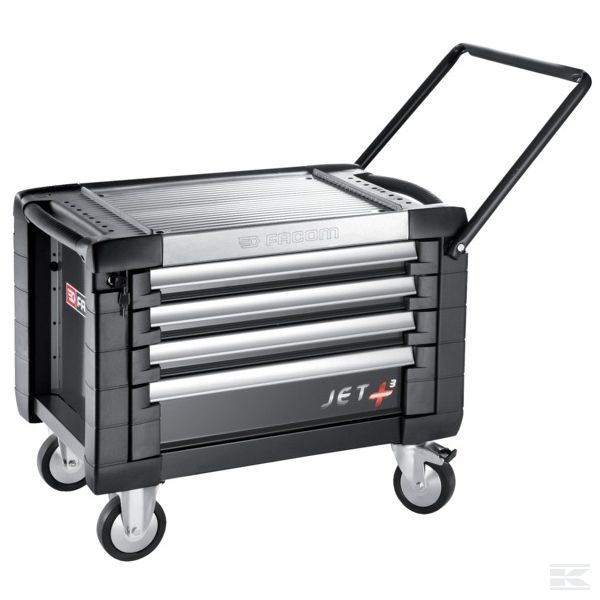 JET.CR4GM3 — Передвижной чемодан для инструментов, 4 выдвижных отсека, черный