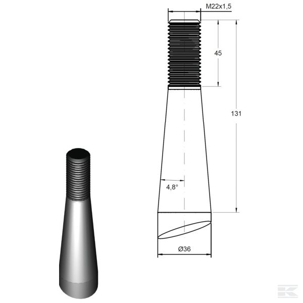 FT33 Силосные зубья M22 x 815