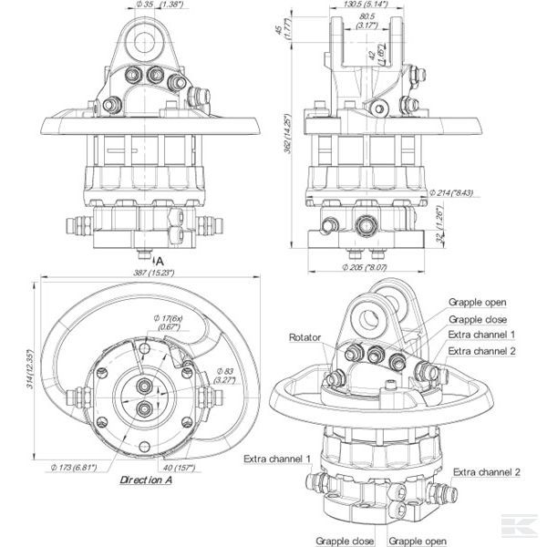 GRS10 pотатор 100кН Фланец 6x17мм Кр
