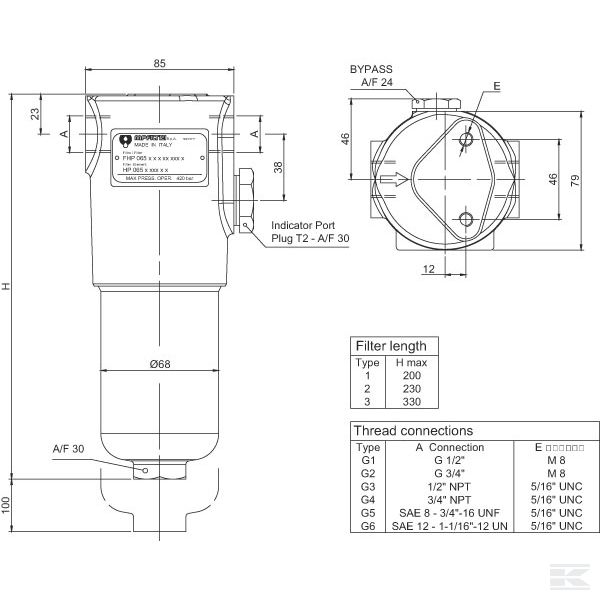 FHP0652A25N +Pressure filter FHP065-2-A25