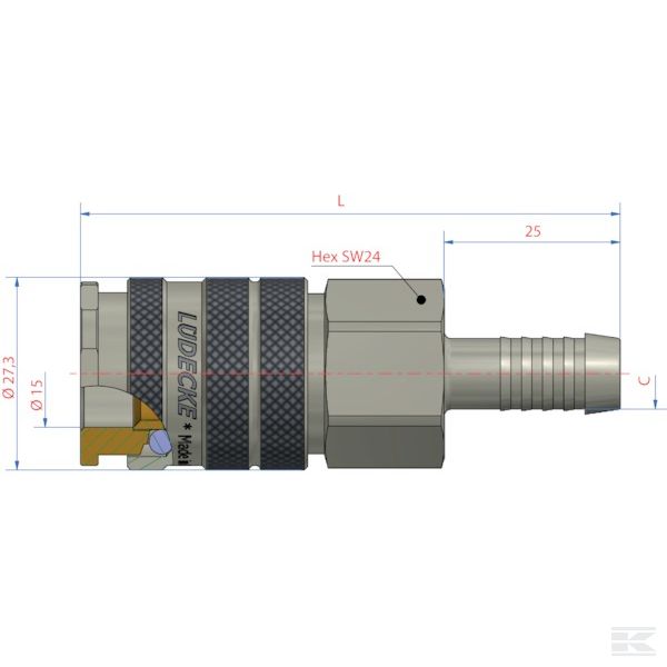 ESIG9T +Quick coupling hose end 8mm