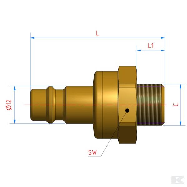 ES12NAAB +BSP male nipple 1/2"