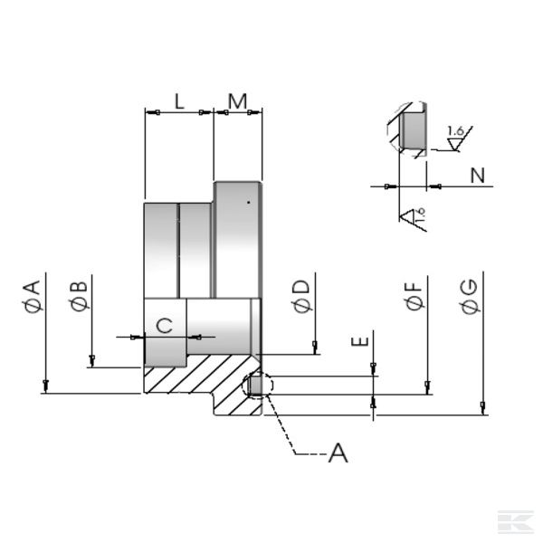 F612N25 Прив. фланец 6000PSI 3/4-Ø25