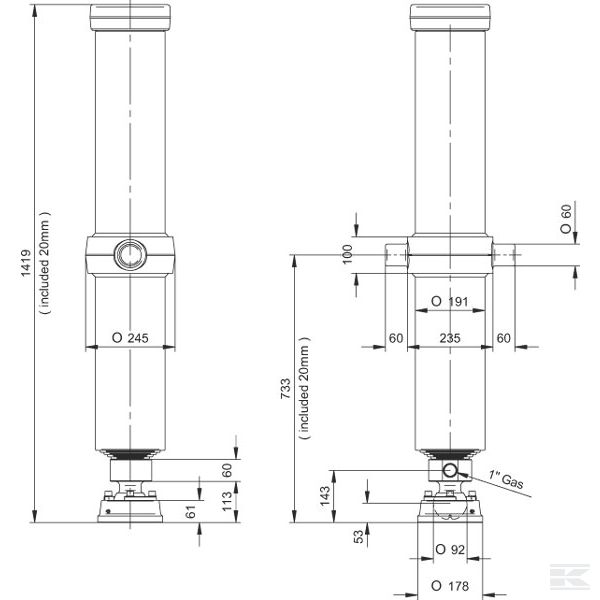 TCFRS16554870TT Телескопический гидроцилиндр F