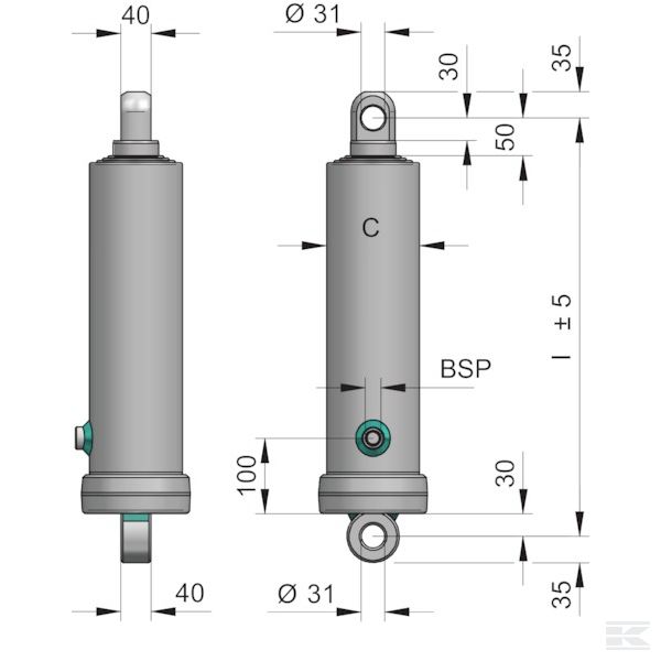TC14523 +Telescopic Cylinder 22T-1845 mm