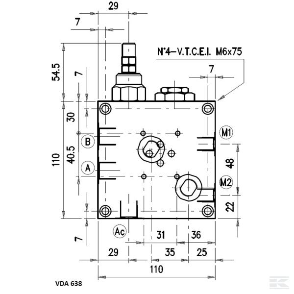 VDA638 Клапан гидроаккумулятора зарядный VDA-FL-6-38