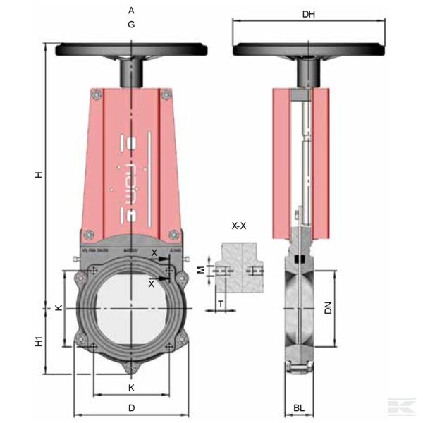 DN150VGA Пар. задв. 4уг.фл., мах. 6"