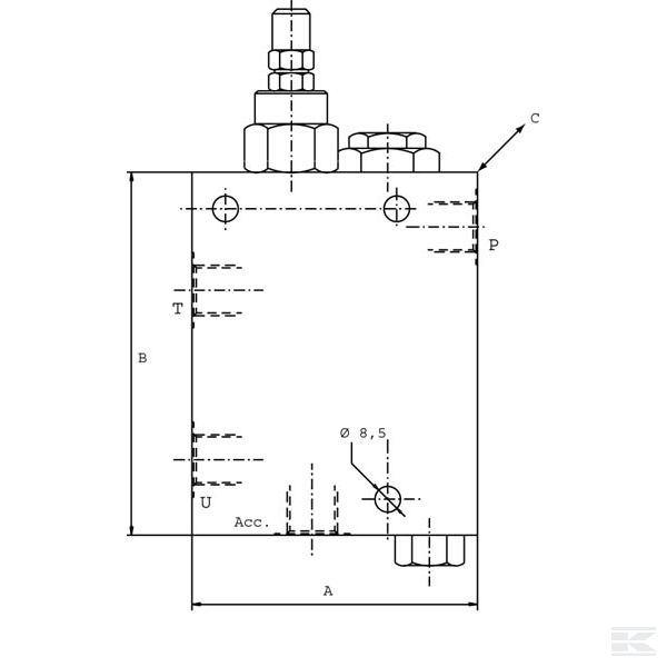 VDA10001 Клапан гидроаккумулятора зарядный 1/2
