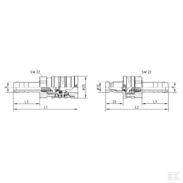 KN062SL007 Гидр. разъем 3/8-7мм пр.-фит.