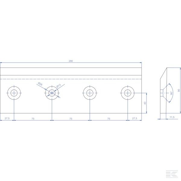 WCB00516 Нож деревоизмельч. 280x90x13/11,5