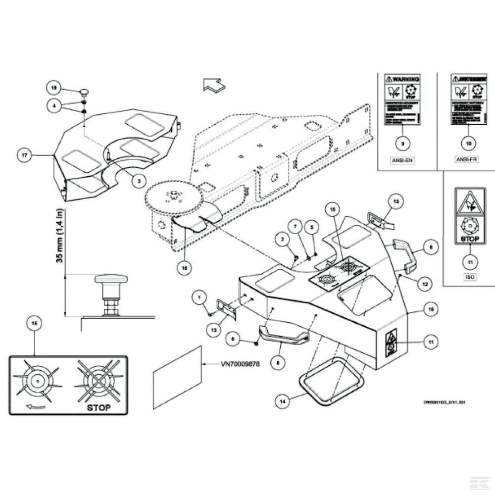 VF16661510 +Warning Decal Ansi, Parts Rot