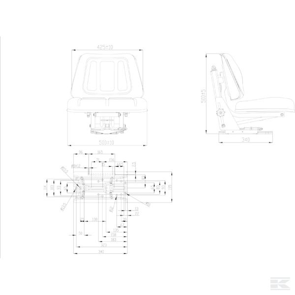 TS15500GP Сиденье ПВХ с механ. подвеской