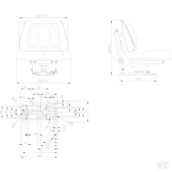 TS15501GP Сиденье ПВХ с мех. подвеской