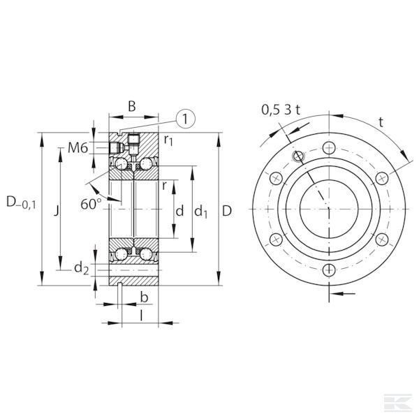ZKLF25752RS Осевой рад.-упорн. шарикоподш.