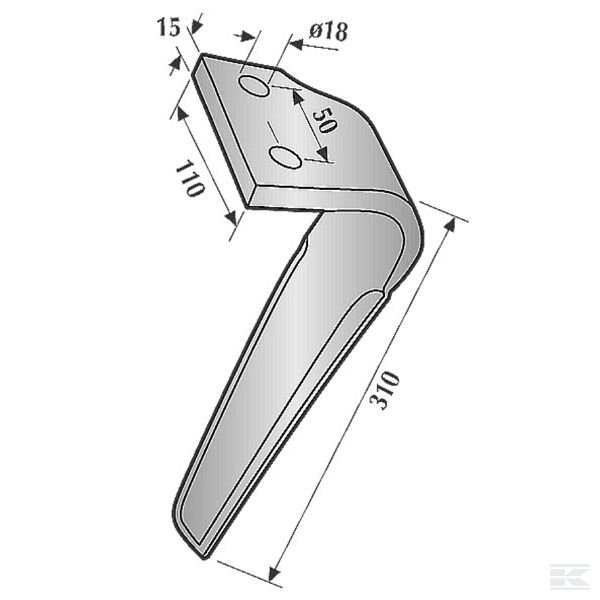 KE0751C2 Зуб ротационной бороны л. Carbide