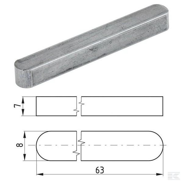 11400807063 Шпонка призматическая, 8 x 7 x 63