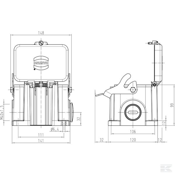 19300480298 Корпус разъема 2xM40, 1 скоба