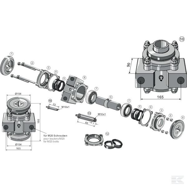 17100414 +Bearing compl. 40x40 square s