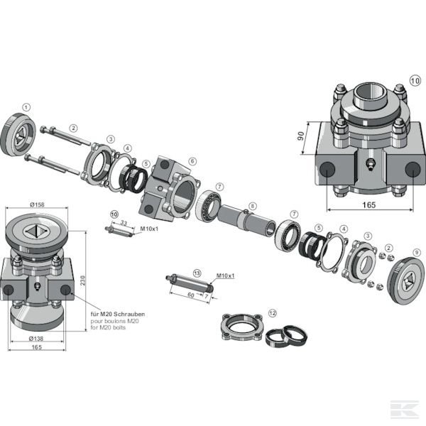 17100037T +Bearing housing compl. withou