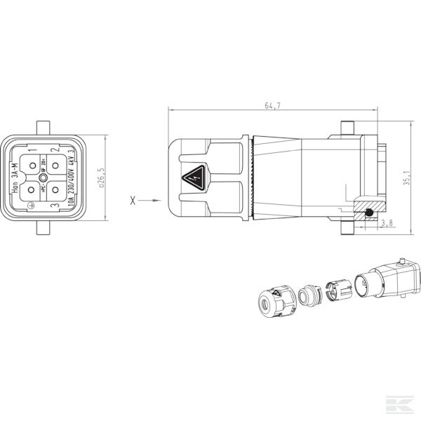 09200030440 HARAX® система HAN3A / штифт