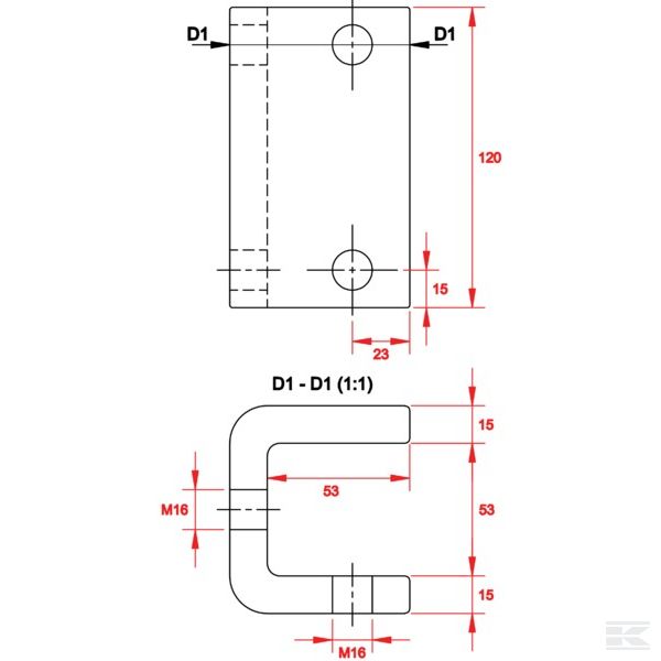 CP155353 Крепеж. скоба для руч. 50x50