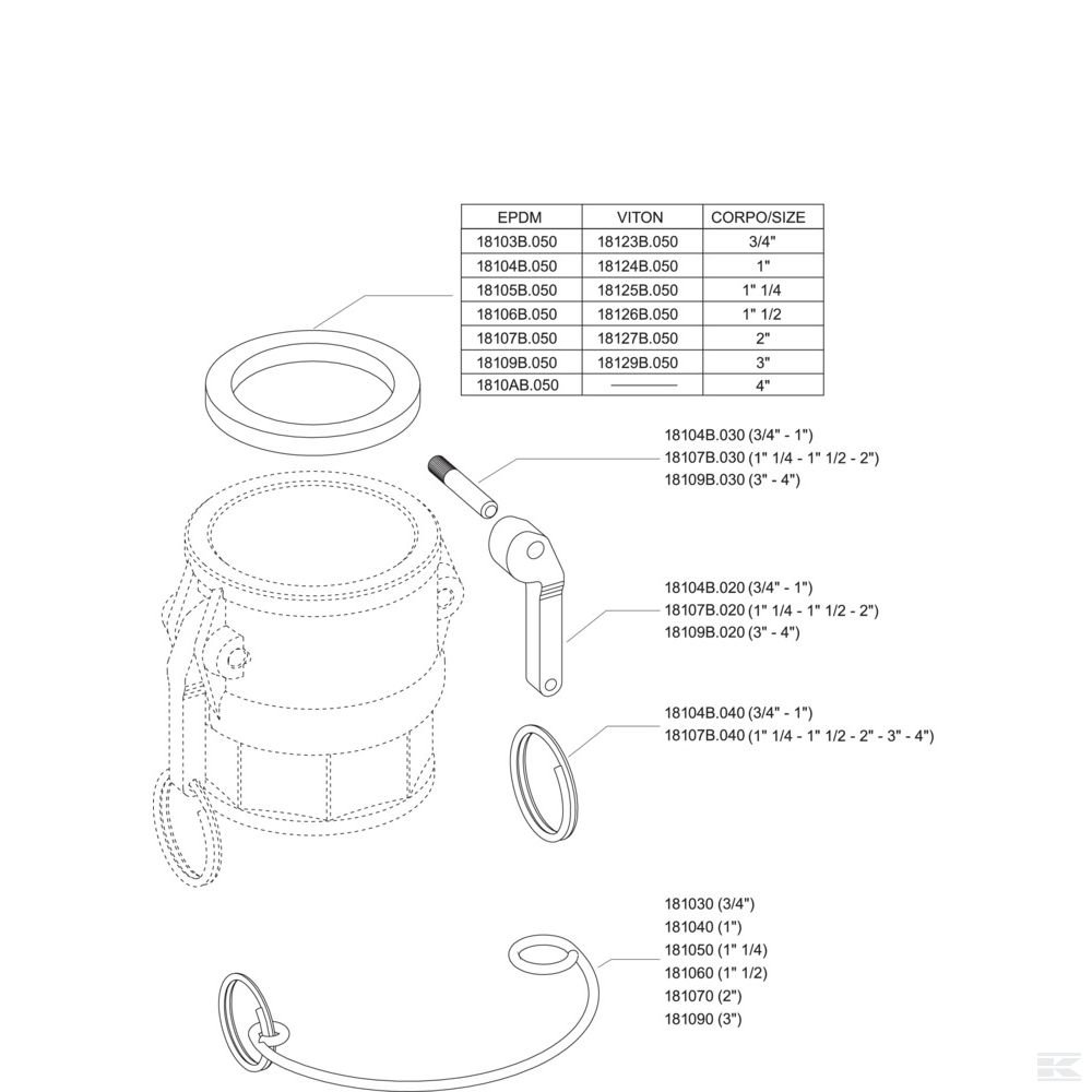 18104B020 +Camlock coupler lever 1"